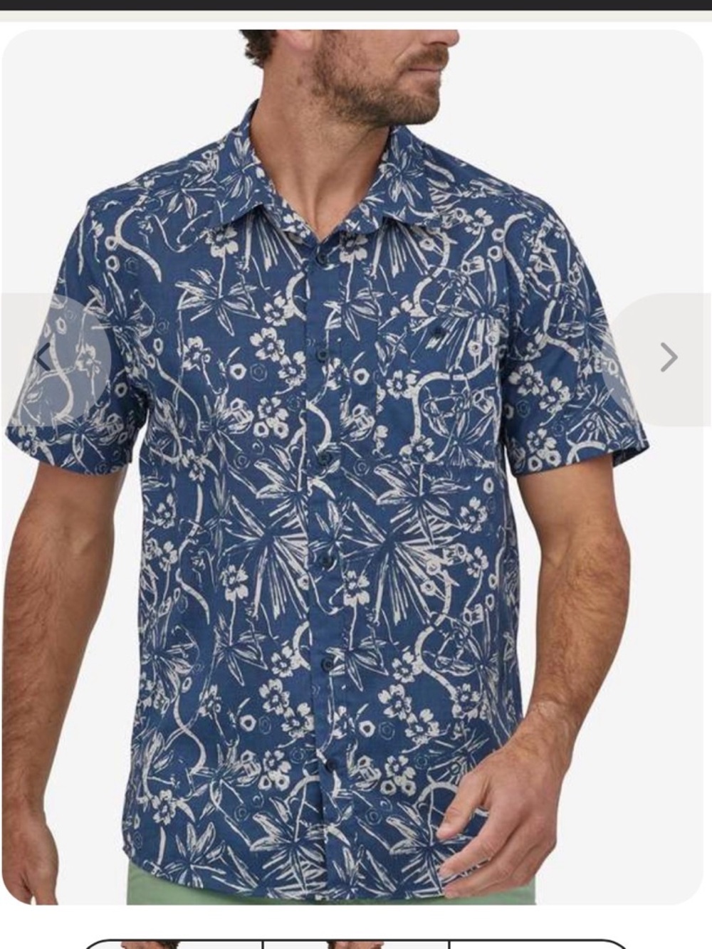 Patagonia Blue Floral Short-Sleeve Button-Down Shirt